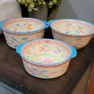 Temp-tations Springfetti Ceramic Baking Dishes with Blue Handles